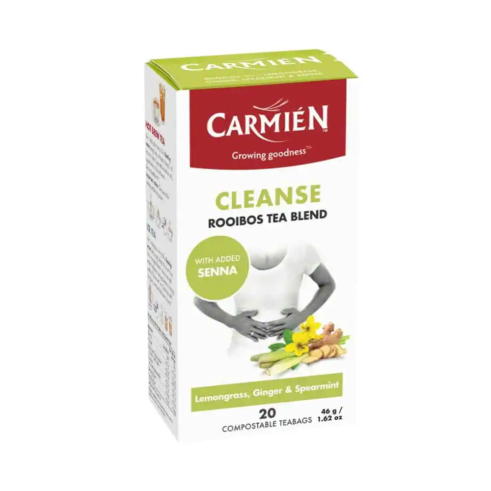 Enhance your detox with Carmién's Senna tea blend, designed for cleansing and digestion. Perfect for a natural detox, featuring lemongrass, ginger, and spearmint for a refreshing taste.