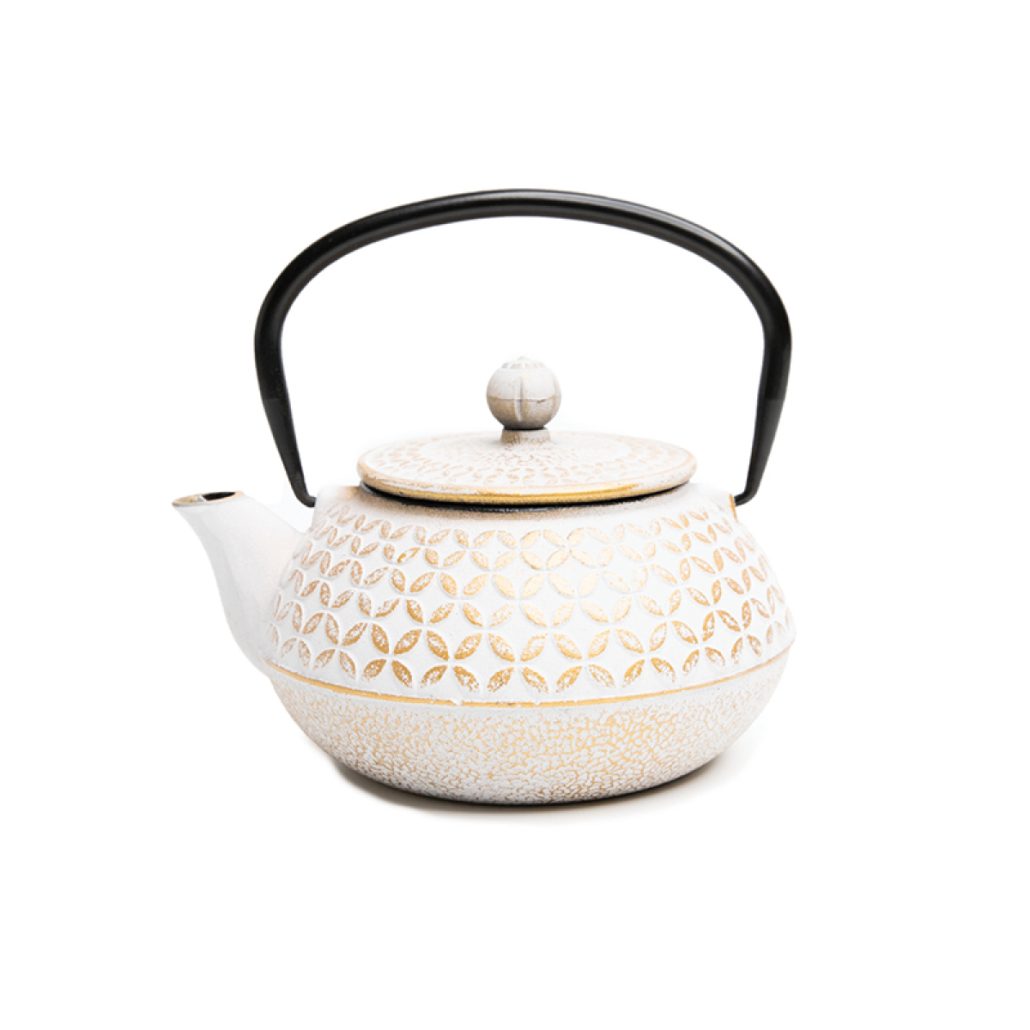 Cast Iron Teapot - White and Gold (800ml)