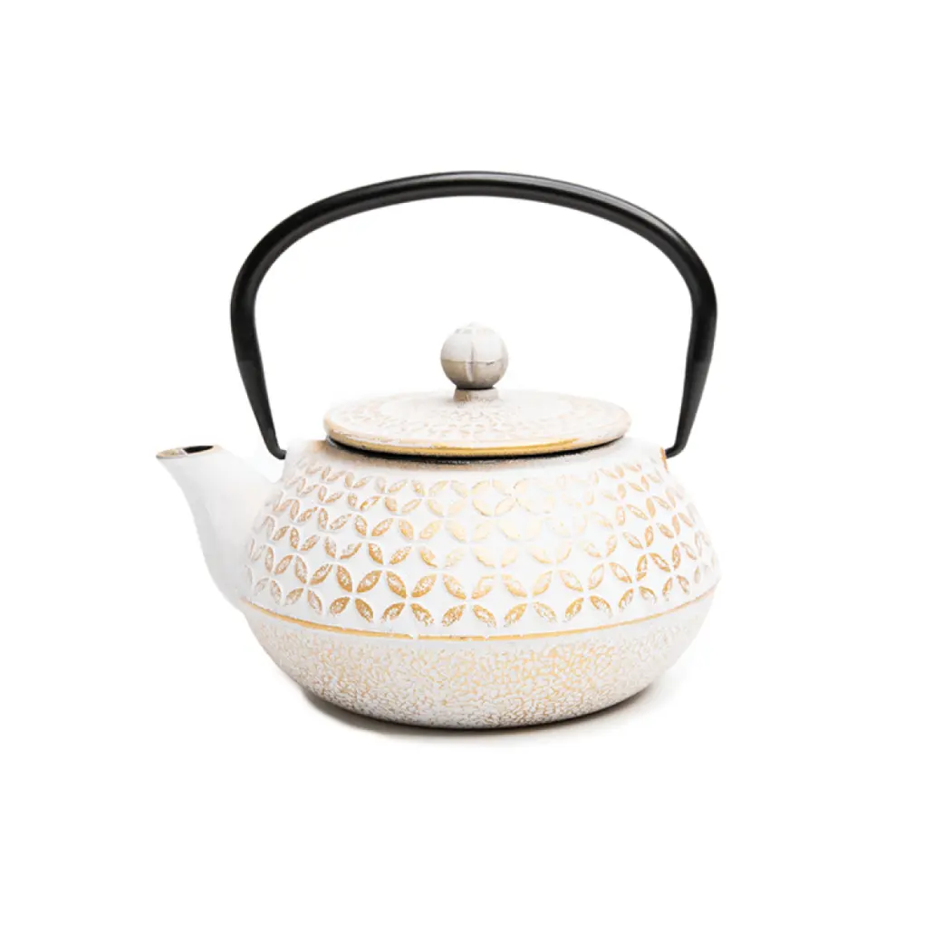 Cast Iron Teapot - White and Gold (800ml)