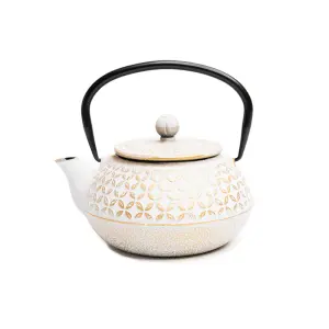 Cast Iron Teapot - White and Gold (800ml)