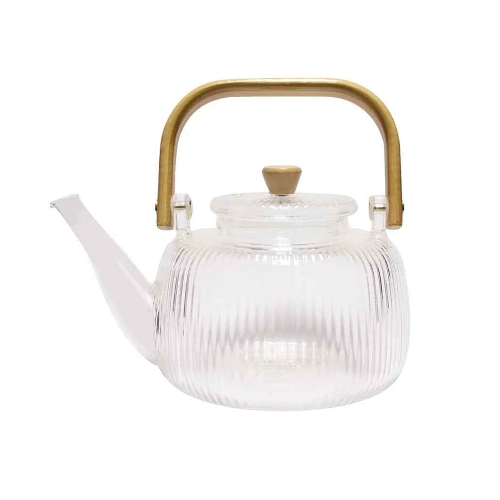 Lize Mouton Collection Textured Glass Teapot with Bamboo Handle
