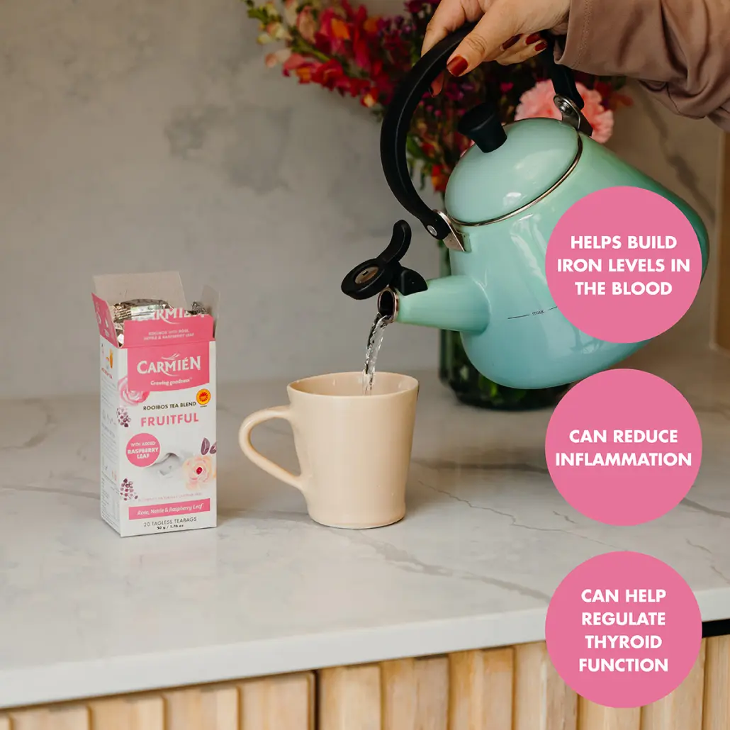 Carmién Fruitful with Raspberry Leaf (20 Teabags) - Image 7