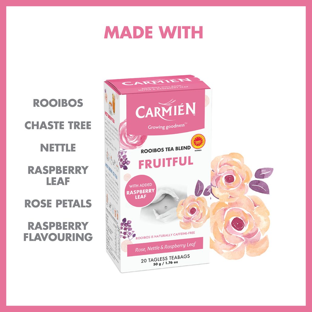 Carmién Fruitful with Raspberry Leaf (20 Teabags) - Image 5