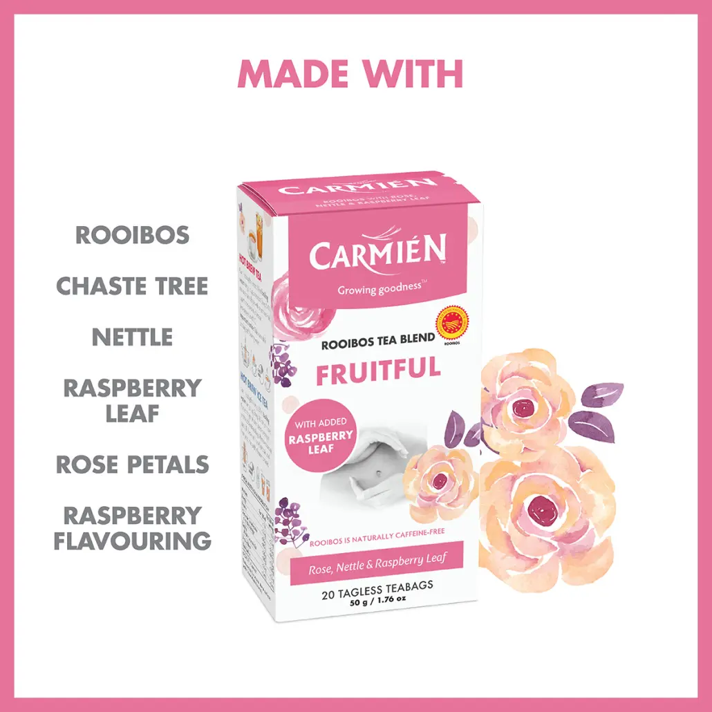 Carmién Fruitful with Raspberry Leaf (20 Teabags) - Image 5