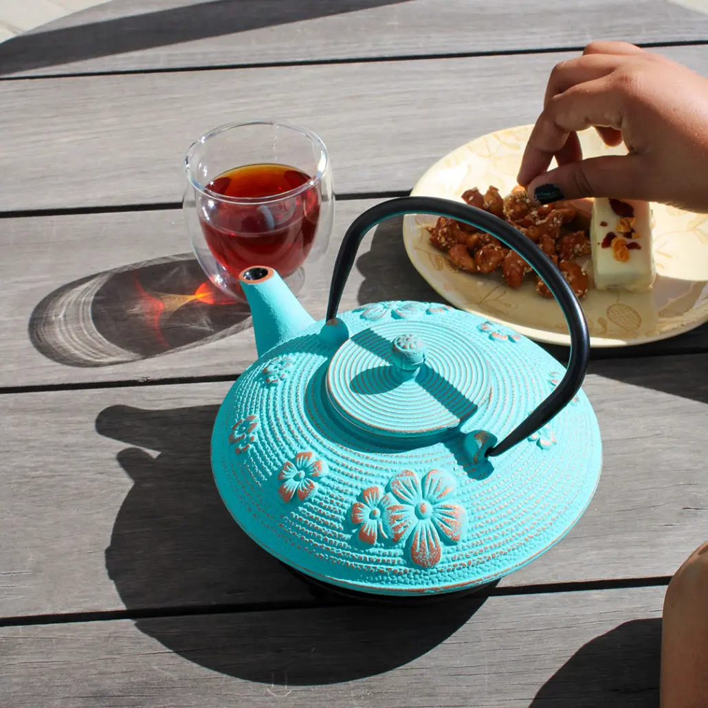 Cast Iron Teapot - Cyan (800ml) - Image 3