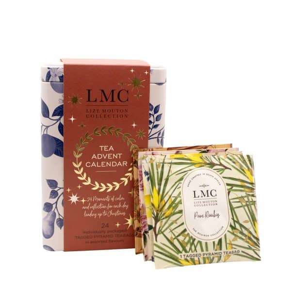 Delicious Carmién Tea Advent Calendar featuring individually wrapped pyramid tea bags with various herbal flavours, perfect for daily reflections leading up to Christmas.