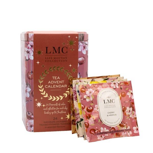Delicious Carmién Tea Cherry & Hibiscus in a beautifully designed gift set, perfect for festive occasions and tea lovers seeking unique flavours.