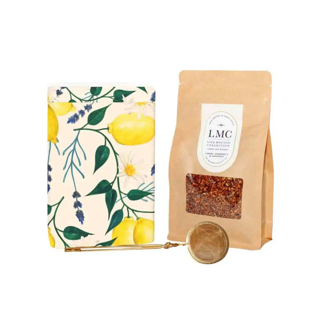 Lemon and herbal teas from Carmién Tea, South Africa, featuring chamomile and lavender blends in eco-friendly packaging. Perfect for natural wellness and aromatic tea experience.
