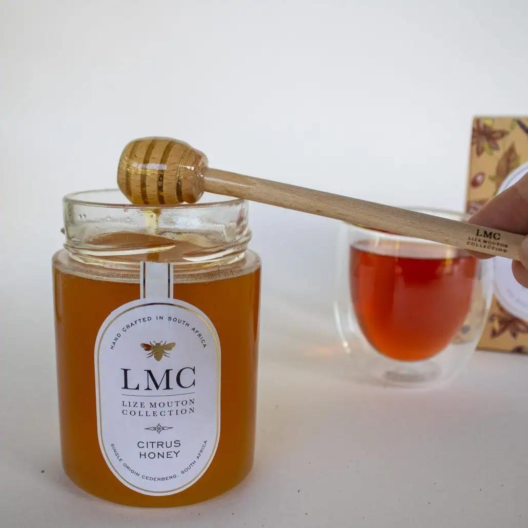 Pure honey from South Africa with natural citrus flavour, crafted by Carmién Tea. Perfect for tea infusions, baking, or enjoying on its own. Organic, handcrafted, and locally sourced.