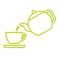 Rich, aromatic Carmién Tea in a teacup with a teapot, highlighting traditional South African herbal tea in eco-friendly packaging. Perfect for wellness and natural living.