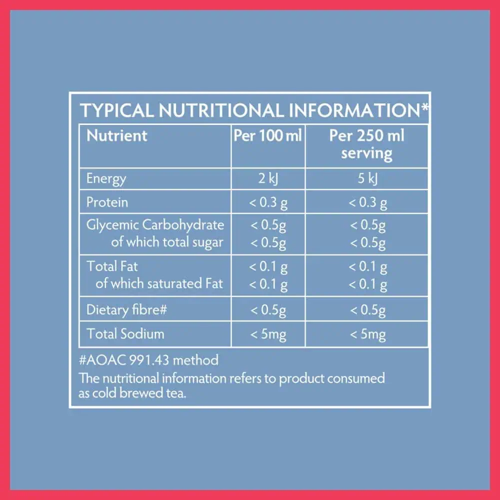 Carmién Tea Cranberry Hibiscus Cold Brew Family Pack with 20 x 8g teabags, perfect for refreshing, healthy iced tea. Rich in antioxidants, ideal for a cooling beverage on hot days.