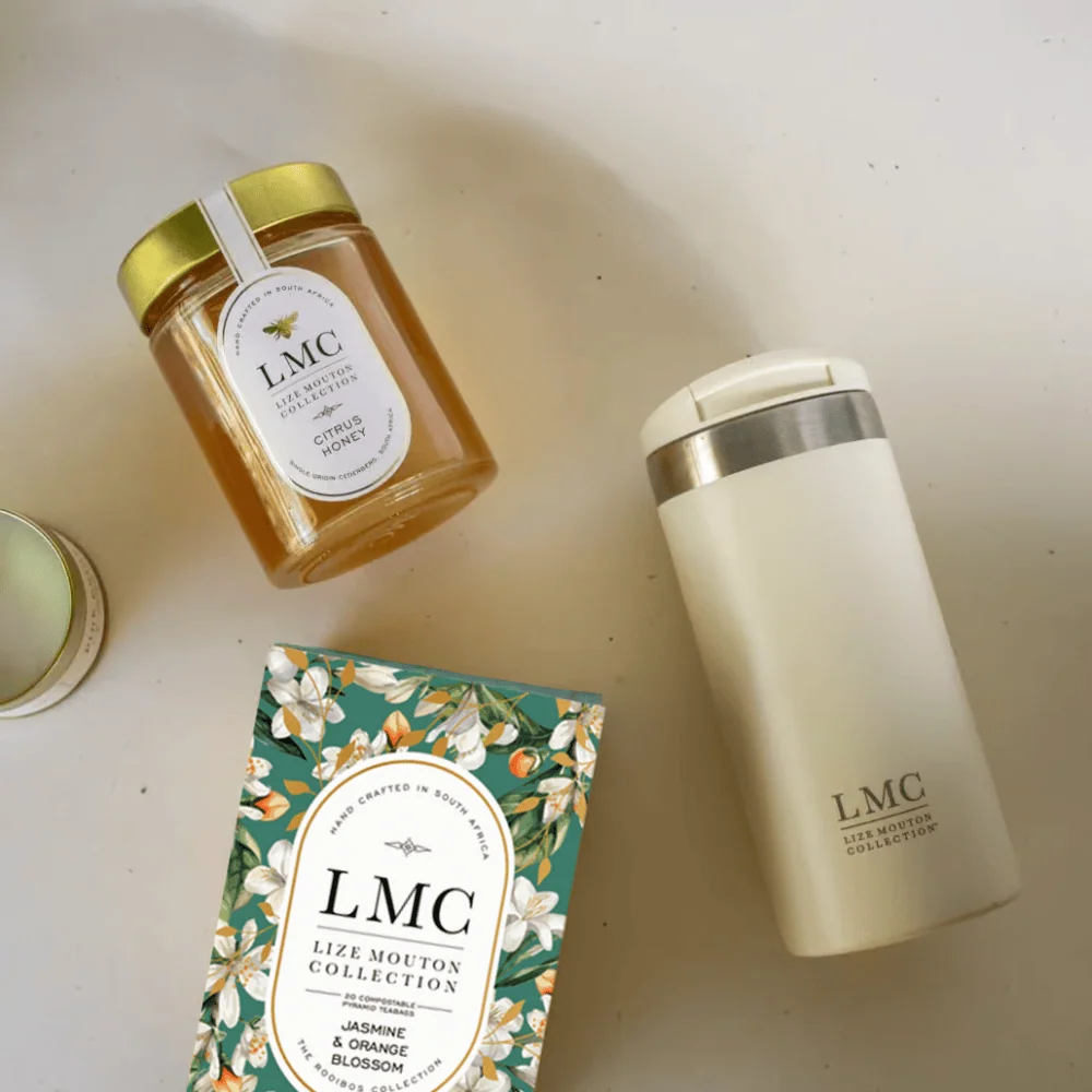 LMC Jasmine and Orange Blossom Tea with Honey Gift Set, featuring elegant packaging and natural ingredients for a soothing tea experience.